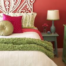 This guest room gets a graphic punch from black linens and beds. Pink Green Bedroom Houzz