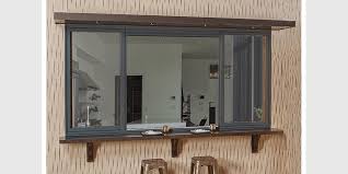 Beach cottage kitchen with a pass through window, zinc countertops and brown leather swivel barstools. Why You Should Consider A Kitchen Pass Through Window Kolbe Windows Doors