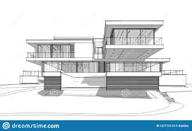 House plan blueprints include wall dimensions plans with foundation drawings: Sketch Modern House Design Drawing