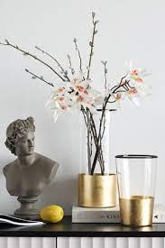 Modern Home Decoration And Glass Flower Vase All In One Product With Bright Golden Bottom Gold Flower Vase Glass Flower Vases Glass Vase Decor Flower Vases