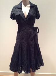 Authentic Diane Von Furstenberg Dvf Taffy Black Cotton Eyelet Wrap Dress Black 6 Fashion Wrap Dress Dresses
