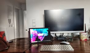 My New Desktop Setup Microsoft Surface Pro 6 Notebook My 10 Year Old Apple Mac Magic Mouse My Very Old Mac Keyboard And Some Lenovo 27 Display Desktop Setup Office Setup Microsoft Surface