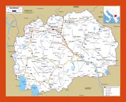 Map view is showing the mountainous landlocked country on the balkan peninsula in southeastern europe. Road Map Of Macedonia Maps Of Macedonia Maps Of Europe Gif Map Maps Of The World In Gif Format Maps Of The Whole World
