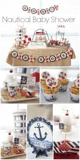 Nautical baby shower food for food, you could bake sailboat cookies and have chips with a tiny toy boat in the dip for the chips. Nautical Baby Shower Anchors Away Baby Shower Catch My Party Nautical Baby Shower Baby Boy Shower Baby Shower Themes