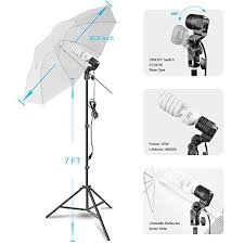 Umbrellas Photography Umbrella Lighting Kit 400w 5500k Daylight Photo Portrait Continuous Reflector Lights For Camera Video Studio Shooting White Black Umbrella Background Support Equipment