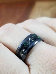 Black Fire Opal Meteorite Black Ceramic Ring Men S Black Etsy Black Ceramic Ring Black Engagement Ring Black Rings