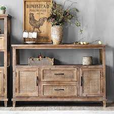 Rustic & natural wood · 100% customizable · only quality wood used Wood Sideboard Rustic Buffet Table With 2 Drawer 2 Door Shelf