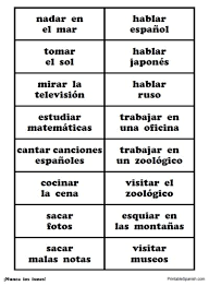 nunca los lunes free spanish game infinitive verb phrase