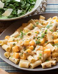 A Pasta Recipe With Tender Caramelized Onions Tangy Creamy Cheese Sauce And Sweet Squa Salad Recipes Healthy Dinner Butternut Squash Pasta Blue Apron Recipes