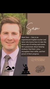 Meet Sam — an encouraging tutor who knows how to level up your writing and  reading comprehension. His calm, supportive approach makes learning way  less stressful.