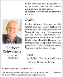 Traueranzeigen von Herbert Schweitzer