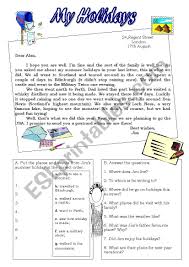 Printables like these really do help on long trips. My Holidays Reading A Postcard Esl Worksheet By Sarasantos
