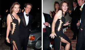 Liz made waves in her daring versace creation at the premiere of four weddings and a funeral in 1994. Elizabeth Hurley S Iconic Versace Safety Pin Dress Voted Nation S Favourite Eagles Vine
