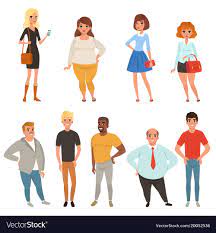 Cartoon collection of young and adult people Vector Image