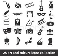 Words symbolize objects, ideas, and actions. Kunst Und Kultur Symbole Im Kreis Stock Vektor Colourbox