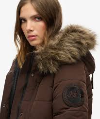 womens Everest Hooded Bomber Jacket in Java Brown