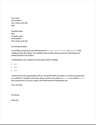You may end up winning that job. Sample Cover Letter In Response To A Technical Position Advertisement