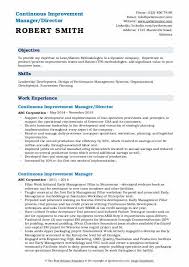 continuous improvement manager resume