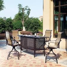 Whether you have an outdoor home try metal outdoor bar stools in deep brown with a charming floral motif. Outdoor Bars Bbqguys