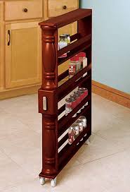 Amazon Com Slim Vertical Spice Rack With Wheels In Natural Color Other Products Kitchen D Can And Spice Rack Kitchen Cabinet Storage Kitchen Spice Storage