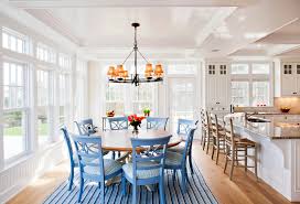 The dining table has four straight legs and a rectangular tabletop. Martha S Vineyard Home Beach Style Dining Room Boston By Brian Charles Alim Inc Houzz
