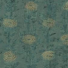 The design features a collection of exotic peacocks in metallic gold, with touches of rich teal and blue tones and subtle glitter highlights, set on a deep navy blue. Af6519 Teal Gold French Marigold Wallpaper