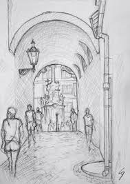 Quick Sketch Trziste Prague Sheltering From The 37 Degree Heat In A Beautiful Pa Perspective Drawing Architecture Concept Art Drawing Architecture Drawing