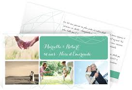 Invitation Anniversaire De Mariage Couleur Emeraude Pour Feter Vos 40 Ans De Mariage En Etant Bien Entoure Ref N13135