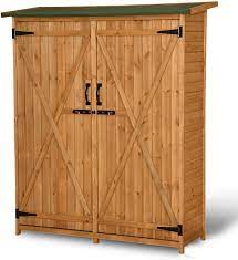 Maybe you would like to learn more about one of these? Amazon Com Mcombo Outdoor Wooden Storage Shed Utility Tools Organizer Garden Lawn With Lockable Double Doors 6056 1400 Natural Home Improvement