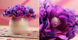 Get ready for a very simple tutorial on how to fashion these giant beauties for yourself… each flower requires one piece of floral wire and some scotch tape. How To Make Tissue Paper Flower Lollipops Valentine S Day Diy Projects