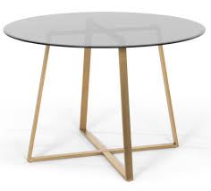 Haku Large Round Dining Table In Brass And Smoked Glass With Its Smoked Glass Top And Graphic L Glass Round Dining Table Round Glass Table Glass Dining Table