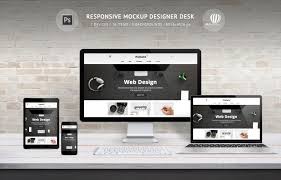 Responsive Mockup Designer Desk Squarespace Website Photoshop Shapes Mockup