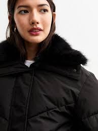 Black Faux Fur Collar Padded Coat Fur Wallis Puffer Coat Wallis Black Faux  Fur Collar Quilted