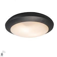 plafonniere zwart met bewegingssensor ip65 umberta qazqa