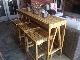 Outdoor Console Bar Table And Stools Inspired By Ballard Designs Sutton Collection Just Completed Bar Table And Stools Outdoor Bar Stools Outdoor Bar Table