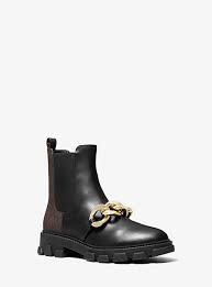 Scarlett Embellished Leather And Logo Boot Michael Kors