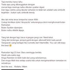 Maksud jomblo dalam bahasa melayu kisah viral dunia. Hentikan Dzikir Despacito