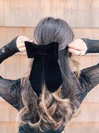 Black Velvet Hair Bow Large Brigitte Bardot Black Velvet Hair Etsy Bow Headband Hairstyles Black Hair Pieces Black Hair Bows