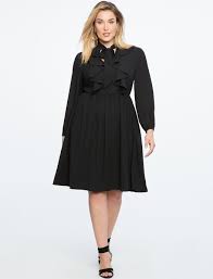 Tie Neck Soft Ruffle Dress Women S Plus Size Dresses In 2020 Plus Size Fashion Black Dress Outfits Modest Black Dress