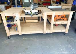 Build a stylish table with these free diy farmhouse table plans. Diy Mobile Workbench With Table Saw Miter Saw