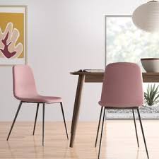 Art deco chairs parsons upholstered accent dining chair, set of 2, sienna light cherry wood finished legs for kitchen dining room decoration. Modern Contemporary Blush Pink Dining Chair Allmodern