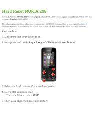 This tool allows you to get a free unlock code for nokia 6.1 plus (nokia x6), as well as unlock codes for other brands including other samsung phones, nokia, lg . Hard Reset Nokia 208 Manualzz