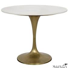 Round White Quartz Top Bistro Table With Brass Finish Stem Base Michele Vari Dining Table Marble Marble Top Dining Table Bistro Table