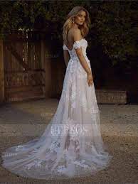 I looked at this dress for weeks before ordering. A Line Princess Off The Shoulder Tulle Applique Sleeveless Sweep Brush Train Wedding Dresses Wedding Dress Train Wedding Dresses Wedding Veils Lace
