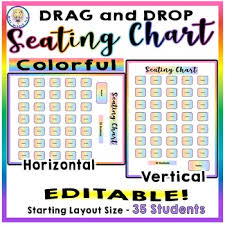 Editable Drag Drop Seating Chart Starting Layout Of 35 Students Colorful