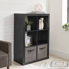 Black 4 Cube Organizer Better Homes Gardens 6 Cube Storage Organizer Black Walmart Com Cube Storage Cube Storage Shelves Cube Organizer