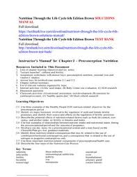 Nutrition Through The Life Cycle 5th Edition Instructors Manual Nutrition Pics