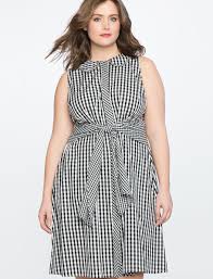 Gingham Tie Waist Dress Black White Womens Skirt Outfits Womens Dress Coats Eloquii Outfits