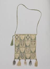 Purse Embroidered With English And French Coats Of Arms Linen Embroidered With Silk And Lined With Linen Medieval Embroidery Beaded Bags 14th Century Clothing