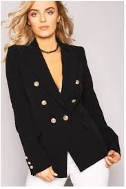 Black Blazer With Gold Buttons Womens Double Breasted Gold Button Front Black Military Style Blazer Coat Jacket Blazers For Women Autumn Blazer Women Fashion
